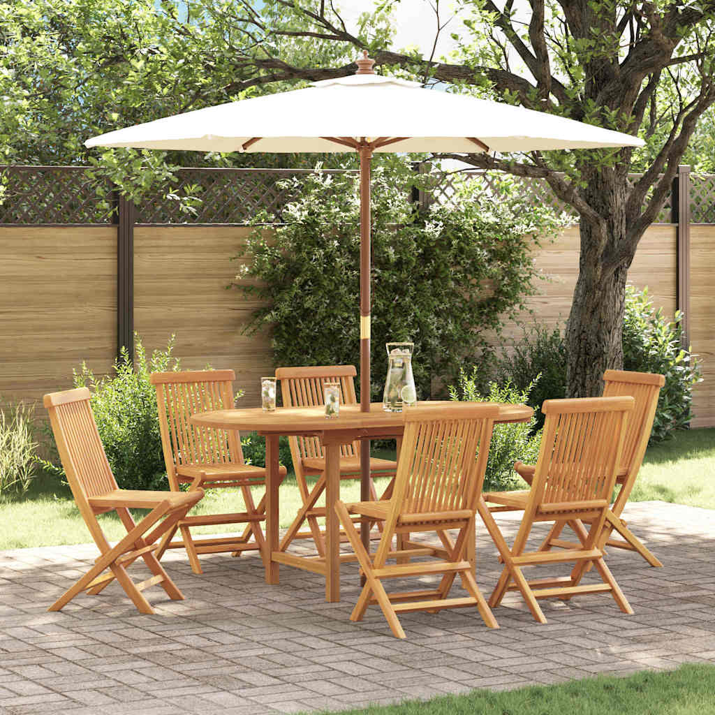 Garten Essgruppe 7 pcs Braun Massivholz Teak