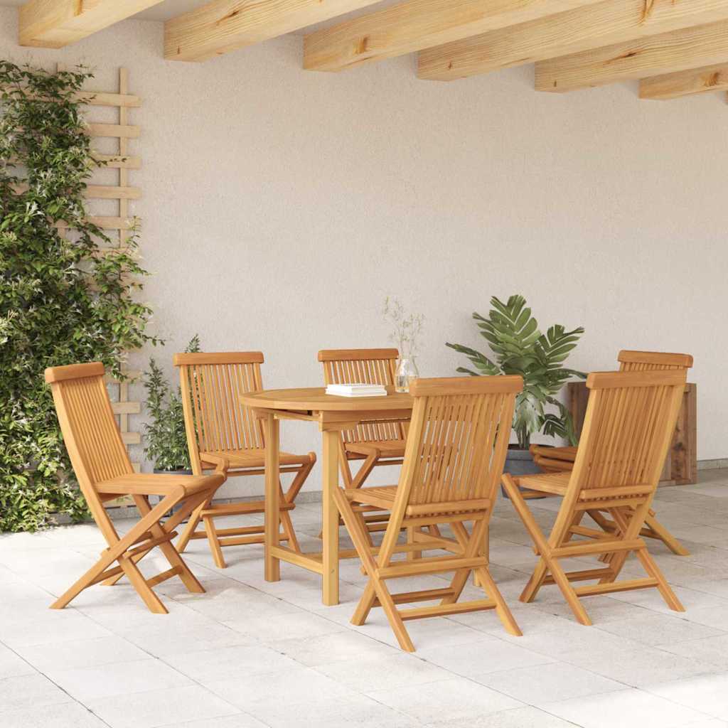 Garten Essgruppe 7 pcs Braun Massivholz Teak