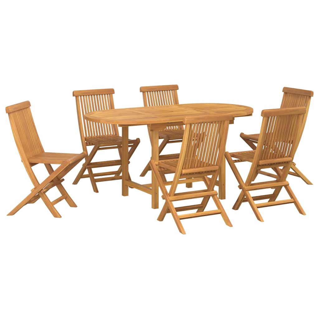 Garten Essgruppe 7 pcs Braun Massivholz Teak