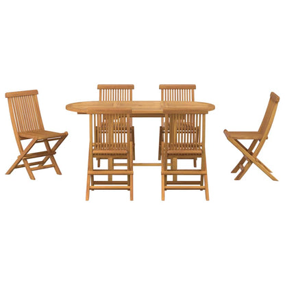 Garten Essgruppe 7 pcs Braun Massivholz Teak