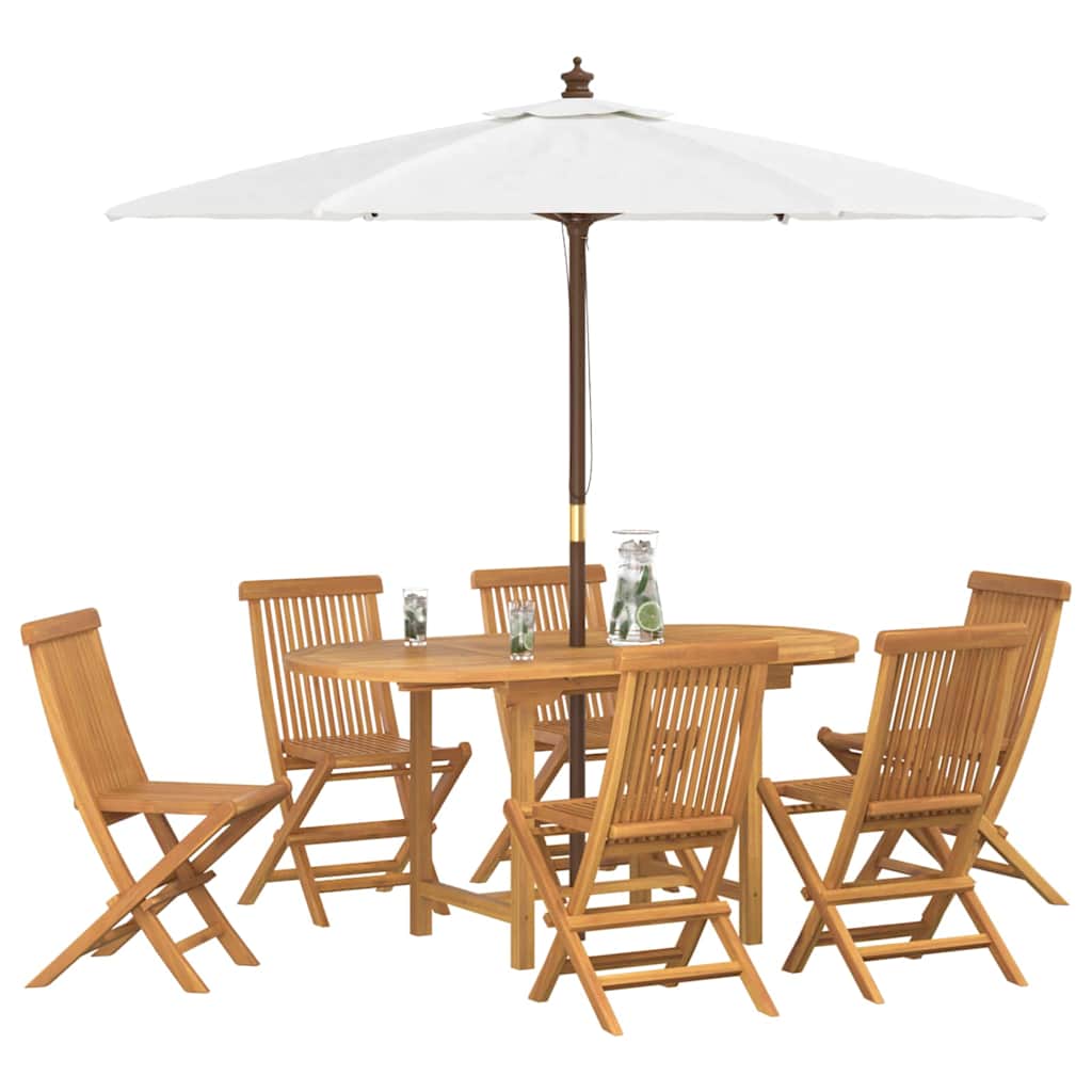 Garten Essgruppe 7 pcs Braun Massivholz Teak