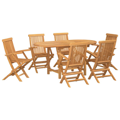 vidaXL Salle à manger de jardin 7 pcs Bois de teck massif Marron