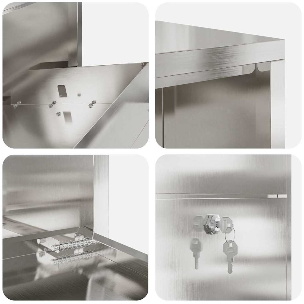 Paketdrop-Box mit Speicher Silber 44 x 22 x 82 cm Edelstahl