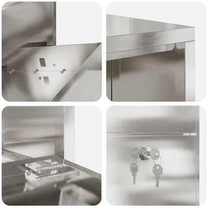 Paketdrop-Box mit Speicher Silber 44 x 22 x 82 cm Edelstahl