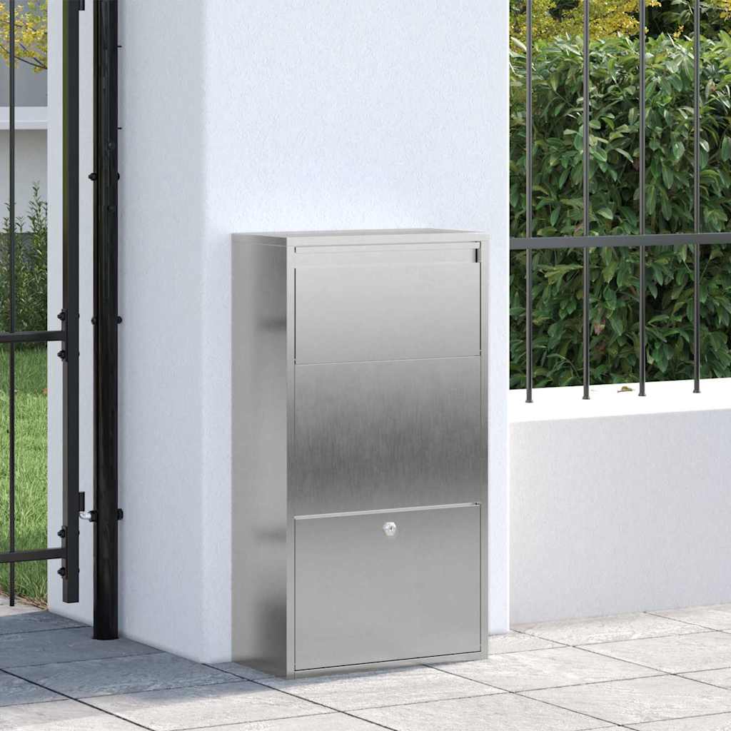 Paketdrop-Box mit Speicher Silber 44 x 22 x 82 cm Edelstahl