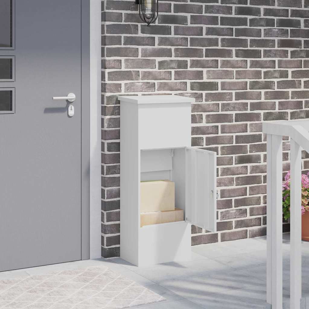 Paketdrop-Box mit Speicher Weiß 44,5 x 29 x 110,5 cm Stahl