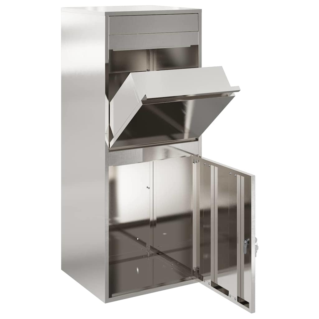 Paketdrop-Box mit Speicher Silber 47,5 x 38 x 59 cm Edelstahl