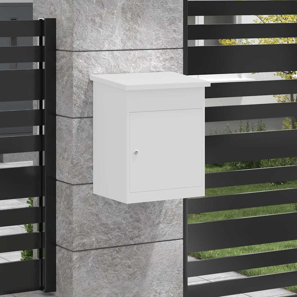 Paketdrop-Box mit Speicher mit Tür Weiß 47,5 x 38 x 59 cm Stahl