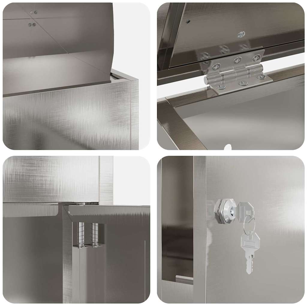 Paketdrop-Box mit Speicher Silber 47,5 x 38 x 59 cm Edelstahl