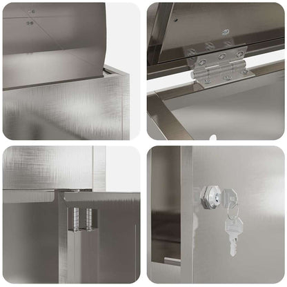 Paketdrop-Box mit Speicher Silber 47,5 x 38 x 59 cm Edelstahl