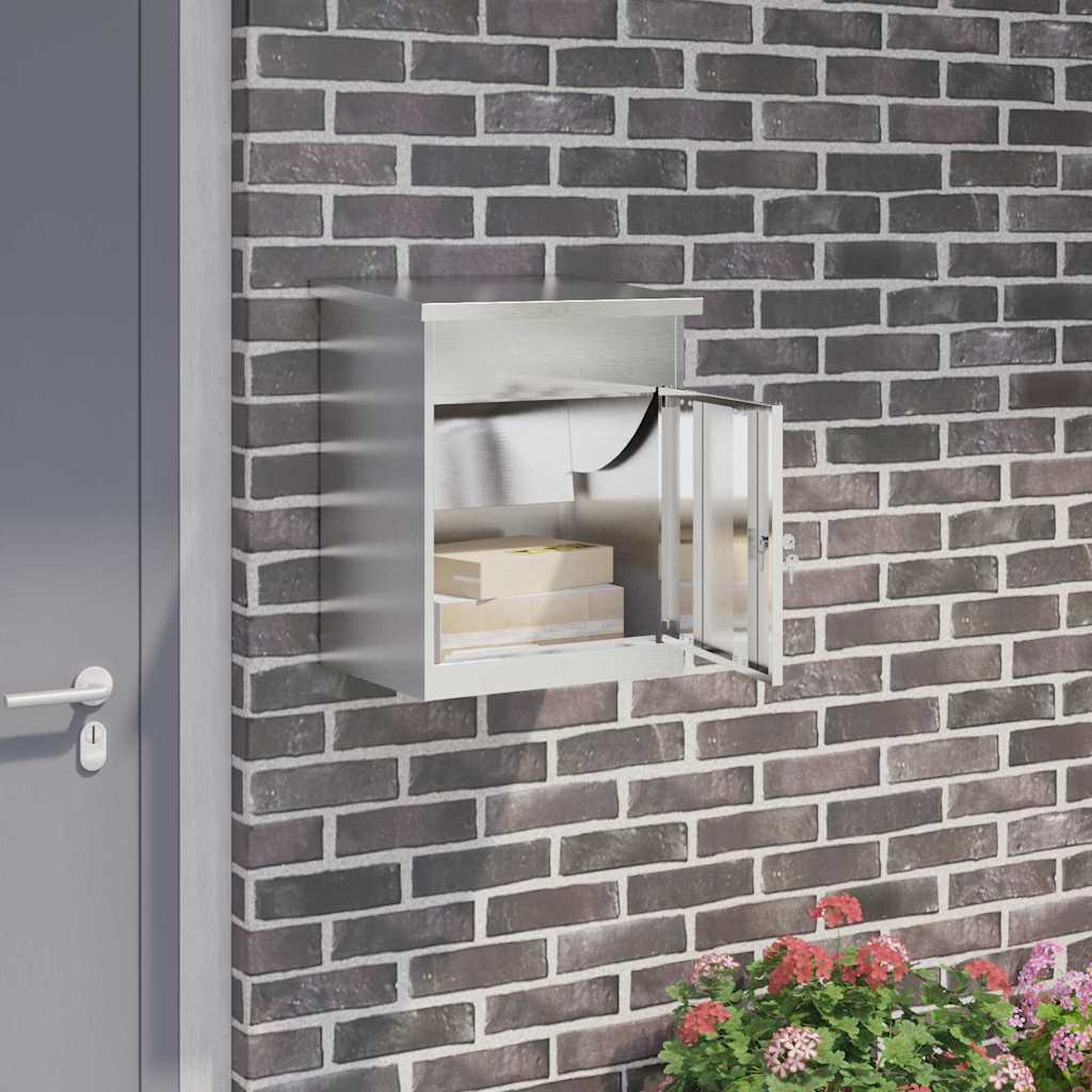 Paketdrop-Box mit Speicher Silber 47,5 x 38 x 59 cm Edelstahl