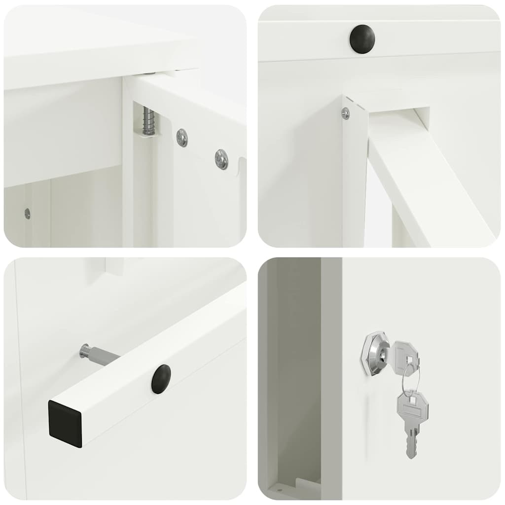 Briefkasten mit Speicher mit Tür Weiß 30 x 20 x 55 cm Stahl