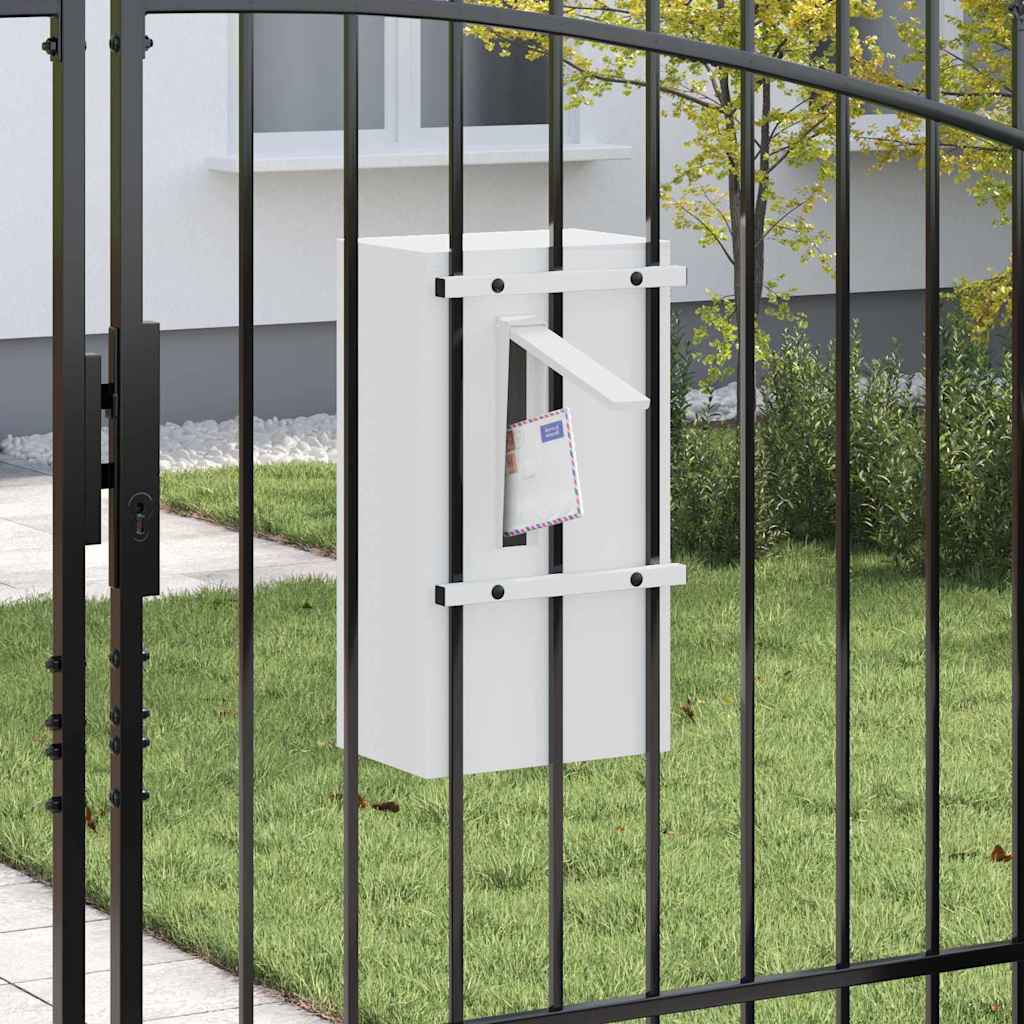 Briefkasten mit Speicher mit Tür Weiß 30 x 20 x 55 cm Stahl