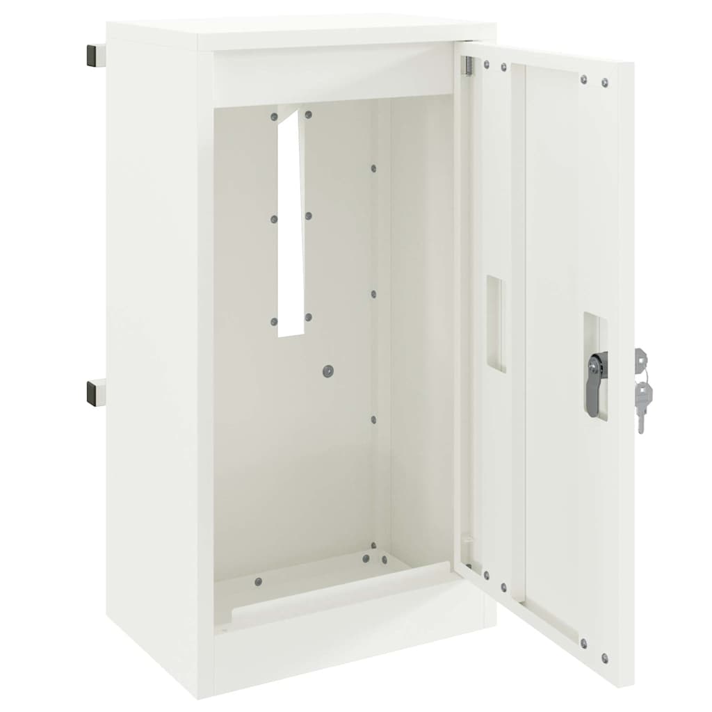 Briefkasten mit Speicher mit Tür Weiß 30 x 20 x 55 cm Stahl