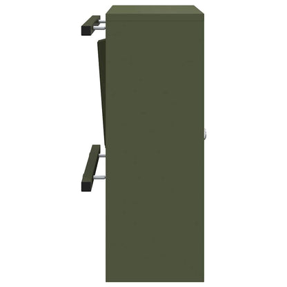 Briefkasten mit Speicher mit Tür Olivgrün 30 x 20 x 55 cm Stahl