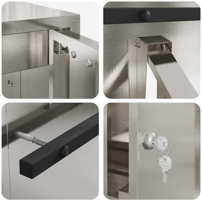 Briefkasten mit Speicher Silber 30 x 20 x 55 cm Edelstahl