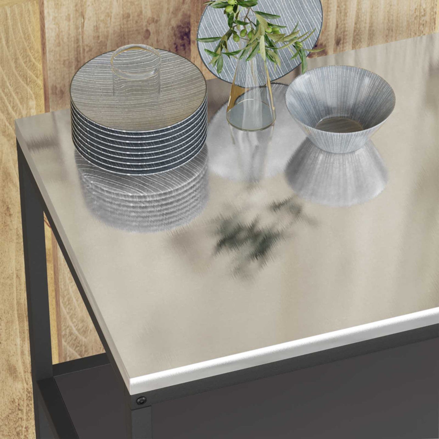 vidaXL Rangement de cuisine avec étagère Noir 60 x 50 x 92 cm Acier
