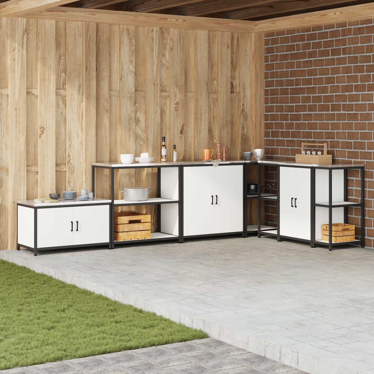 vidaXL Rangement de cuisine avec étagère Blanc 60 x 50 x 92 cm Acier