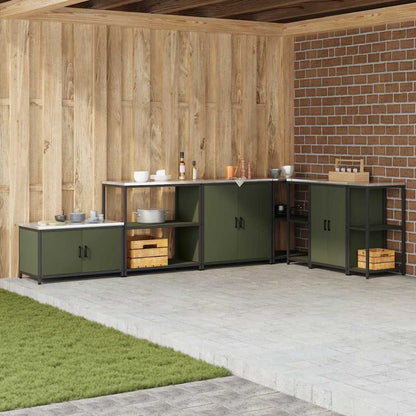 vidaXL Küchenaufbewahrung mit Regal Olive Grün 60 x 50 x 92 cm Stahl