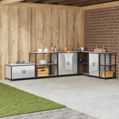 vidaXL Küchenaufbewahrung mit Regal Silber 60 x 50 x 92 cm Stahl