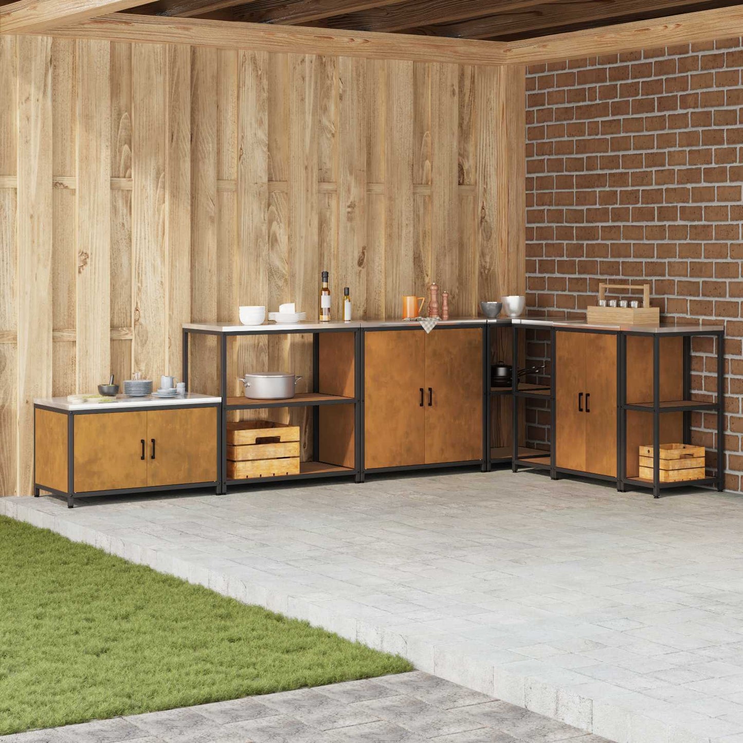 vidaXL Küchenaufbewahrung mit Regal Rostig 60 x 50 x 92 cm Stahl