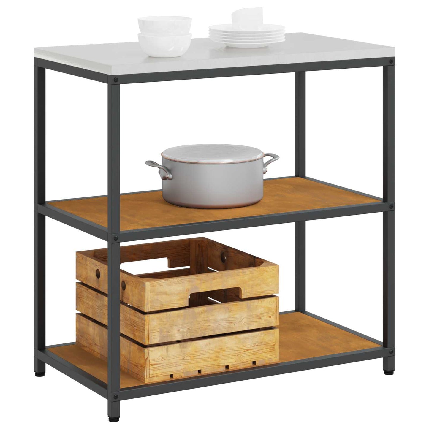 vidaXL Küchenaufbewahrung mit Regal Rostig 60 x 50 x 92 cm Stahl