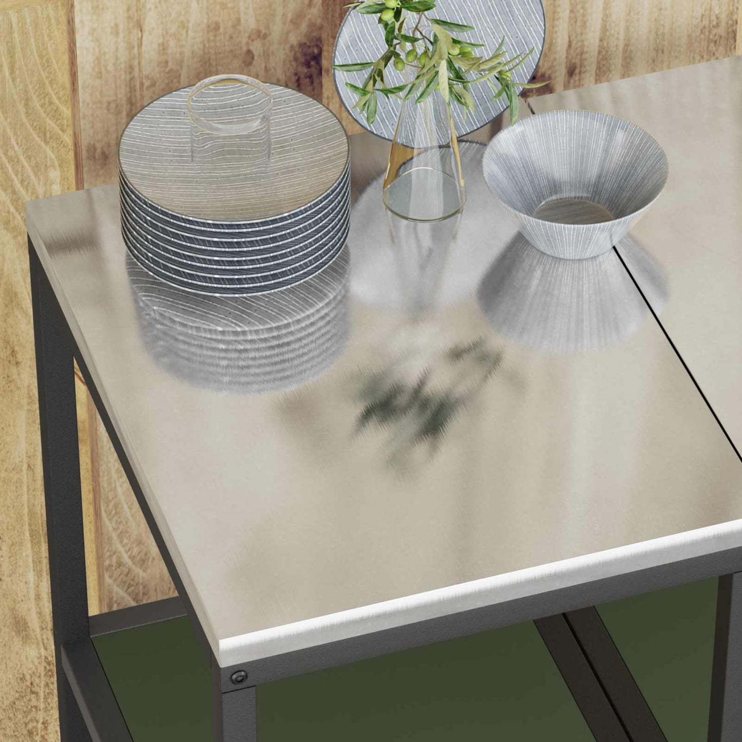 vidaXL Küchenaufbewahrung mit Regal Olive Grün 60 x 50 x 92 cm Stahl