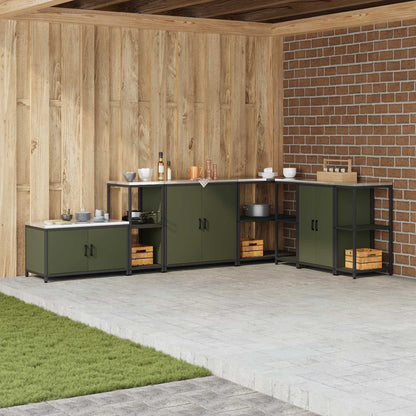 vidaXL Küchenaufbewahrung mit Regal Olive Grün 60 x 50 x 92 cm Stahl