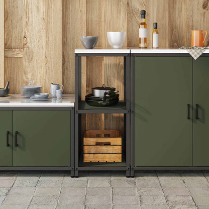 vidaXL Küchenaufbewahrung mit Regal Olive Grün 60 x 50 x 92 cm Stahl