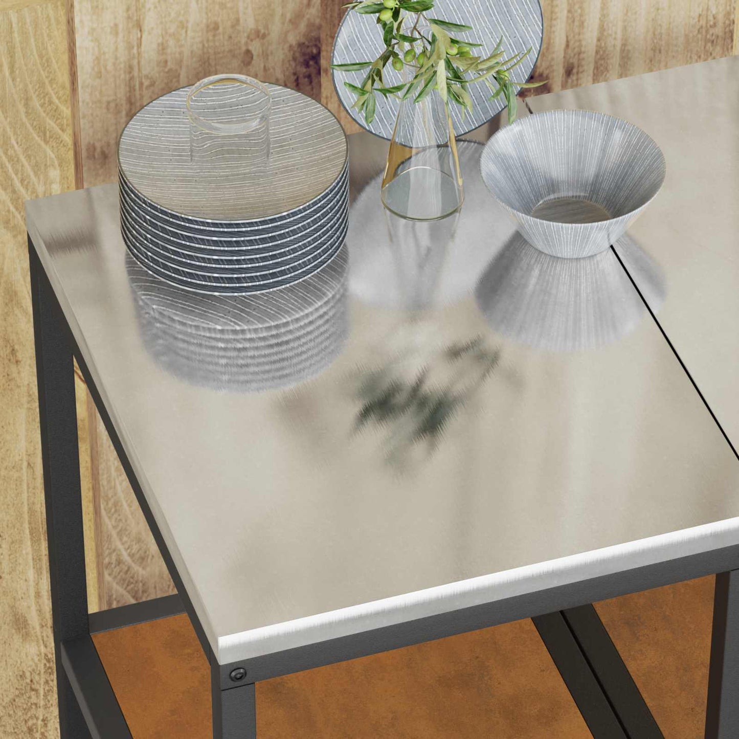 vidaXL Küchenaufbewahrung mit Regal Rostig 60 x 50 x 92 cm Stahl