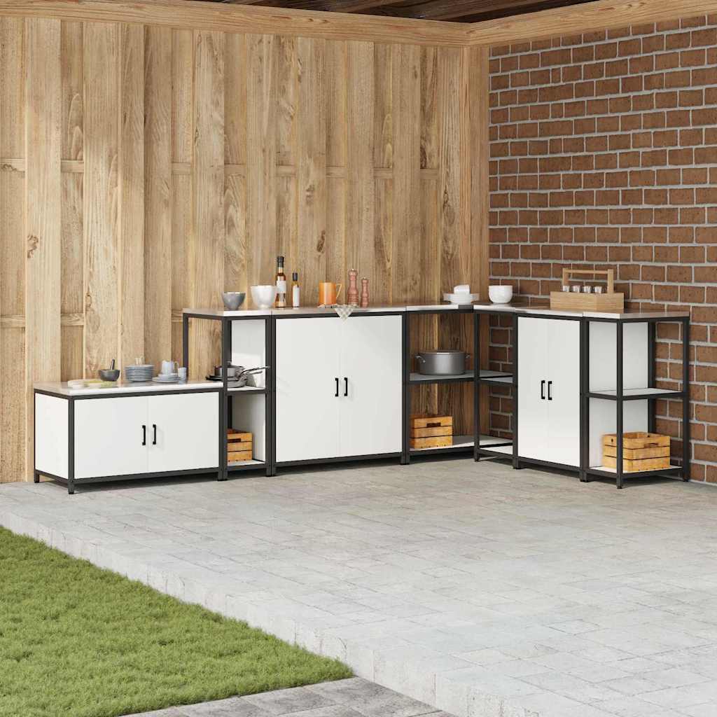 vidaXL Küchenaufbewahrung mit Regal Weiß 60 x 50 x 92 cm Stahl
