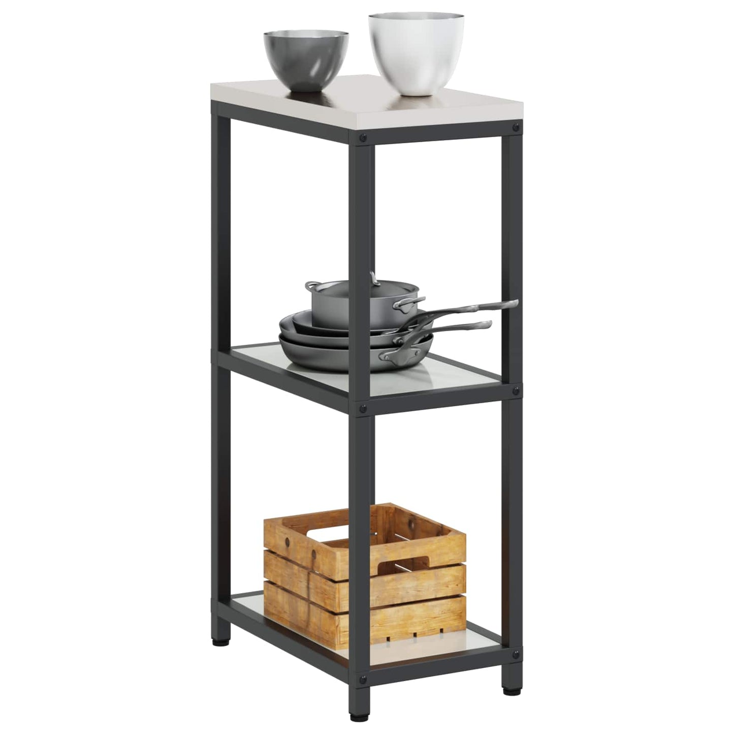 vidaXL Küchenaufbewahrung mit Regal Silber 60 x 50 x 92 cm Stahl