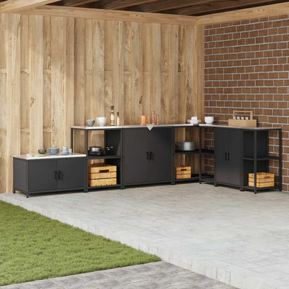 vidaXL Küchenaufbewahrung mit Regal Schwarz 60 x 50 x 92 cm Stahl
