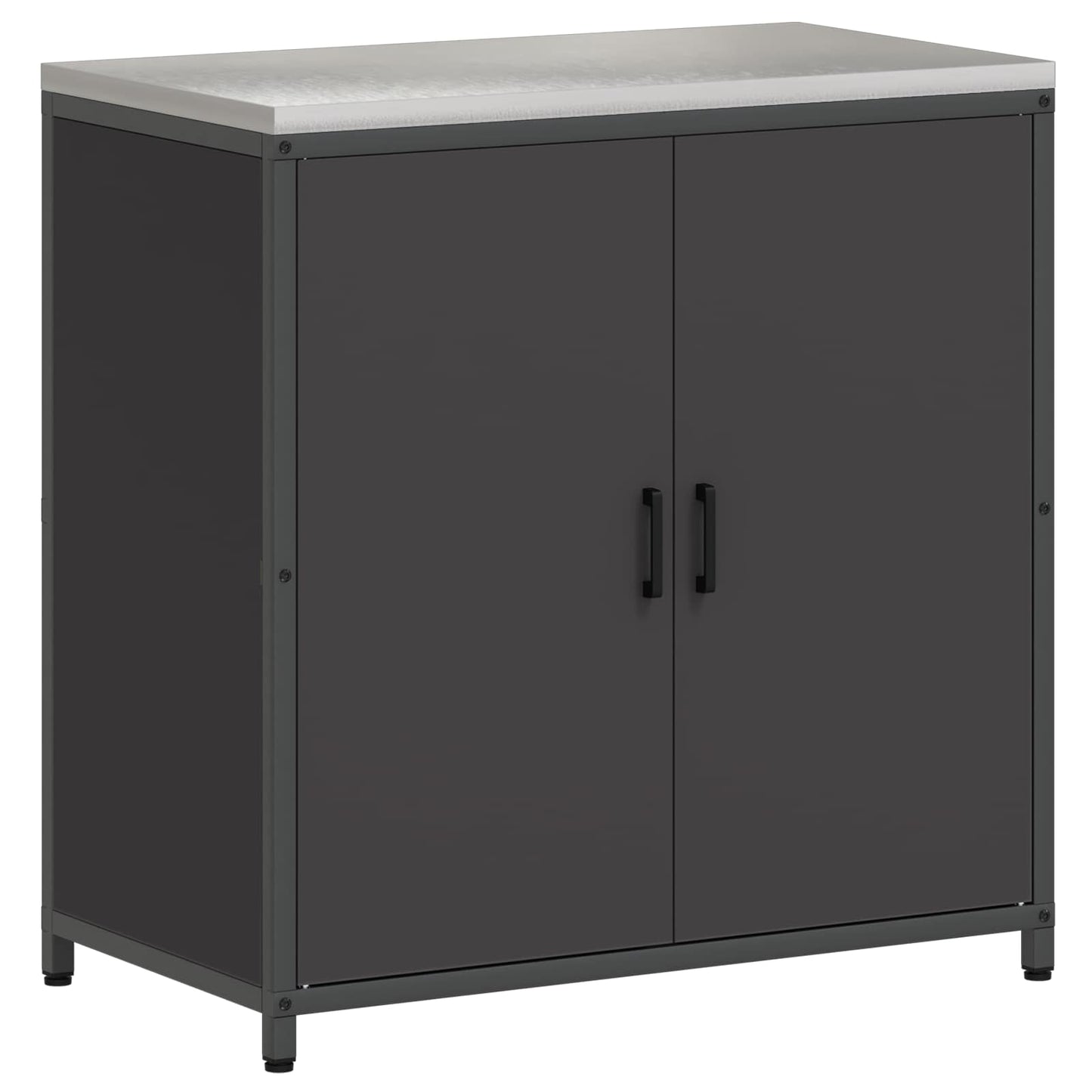 vidaXL Küchenaufbewahrung mit Regal Schwarz 60 x 50 x 92 cm Stahl