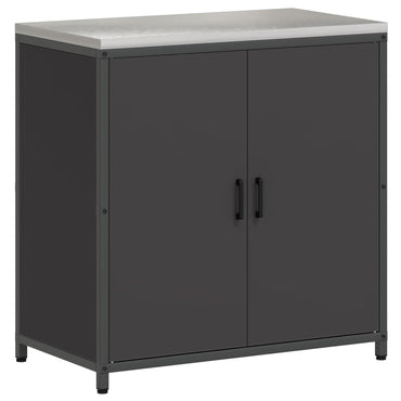 vidaXL Küchenaufbewahrung mit Regal Schwarz 60 x 50 x 92 cm Stahl