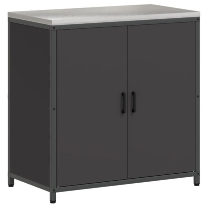 vidaXL Küchenaufbewahrung mit Regal Schwarz 60 x 50 x 92 cm Stahl