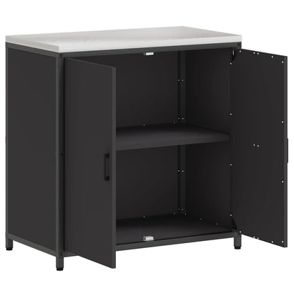 vidaXL Küchenaufbewahrung mit Regal Schwarz 60 x 50 x 92 cm Stahl
