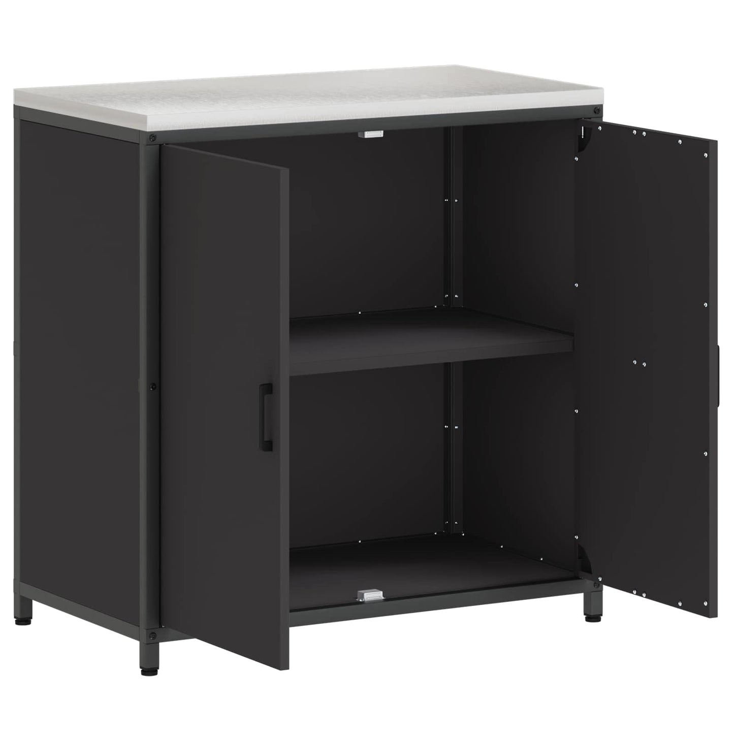 vidaXL Küchenaufbewahrung mit Regal Schwarz 60 x 50 x 92 cm Stahl