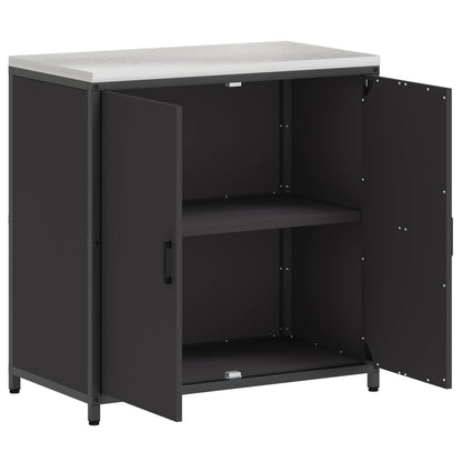 vidaXL Küchenaufbewahrung mit Regal Schwarz 60 x 50 x 92 cm Stahl