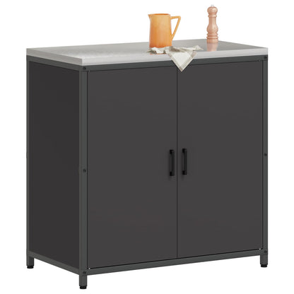 vidaXL Küchenaufbewahrung mit Regal Schwarz 60 x 50 x 92 cm Stahl
