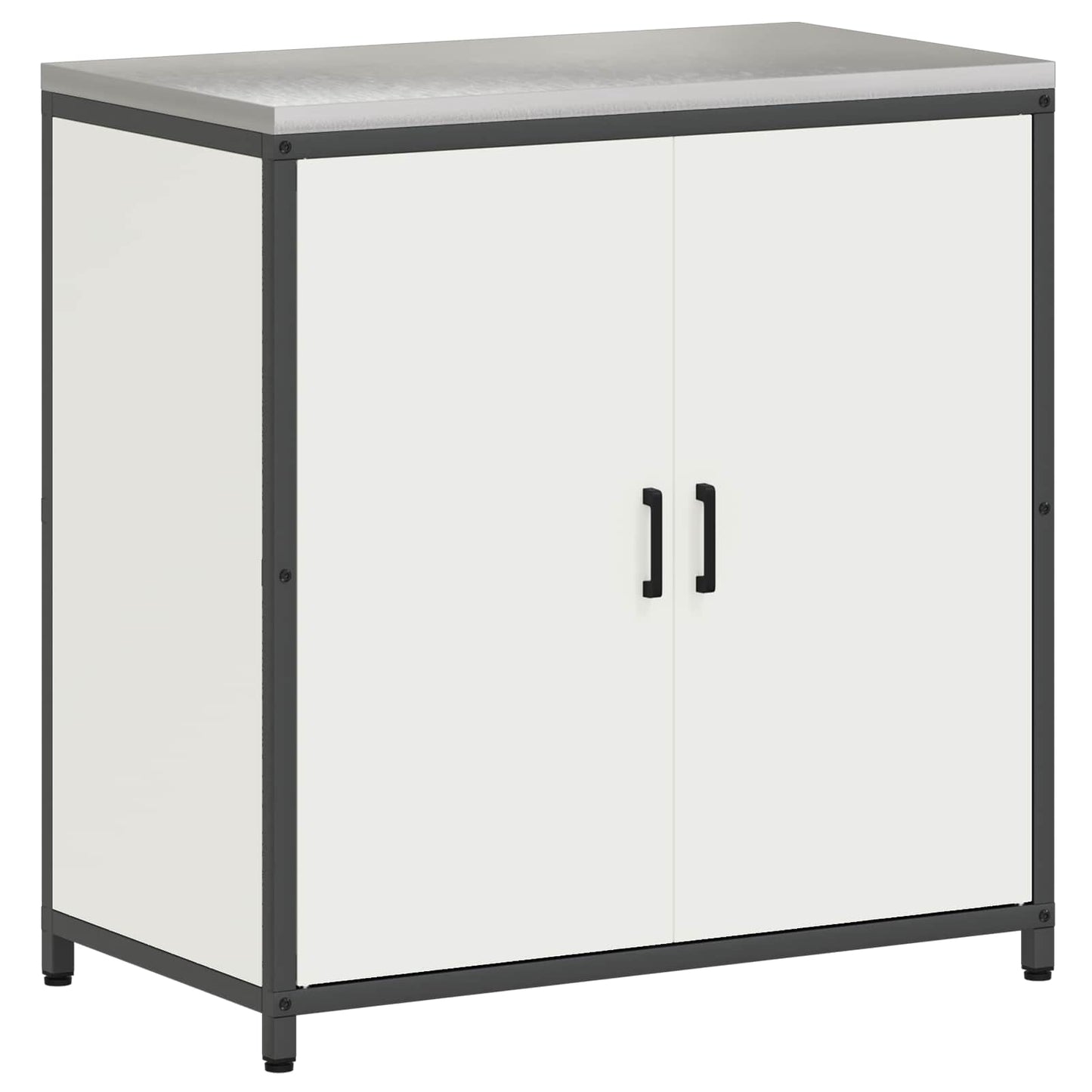 vidaXL Küchenaufbewahrung mit Regal mit Tür Weiß 60 x 50 x 92 cm Stahl