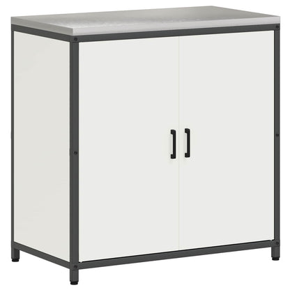 vidaXL Küchenaufbewahrung mit Regal mit Tür Weiß 60 x 50 x 92 cm Stahl