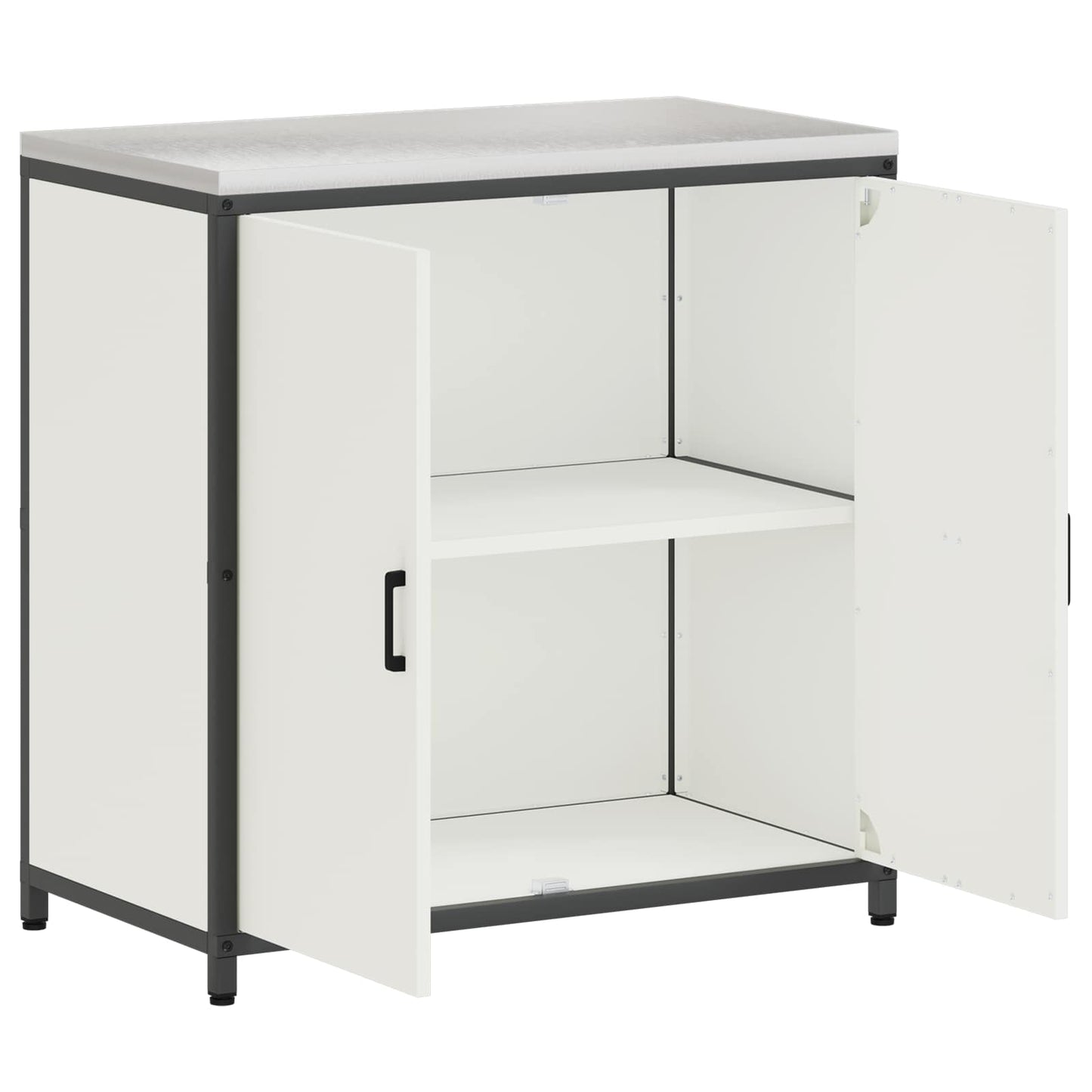 vidaXL Küchenaufbewahrung mit Regal mit Tür Weiß 60 x 50 x 92 cm Stahl