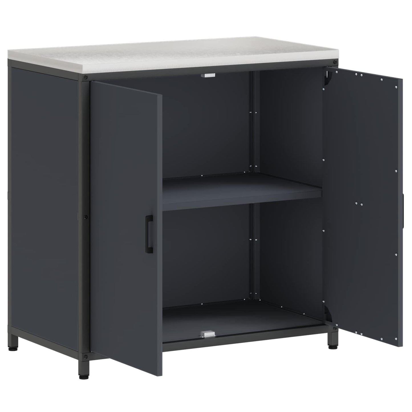 vidaXL Küchenaufbewahrung mit Regal Anthrazit 60 x 50 x 92 cm Stahl