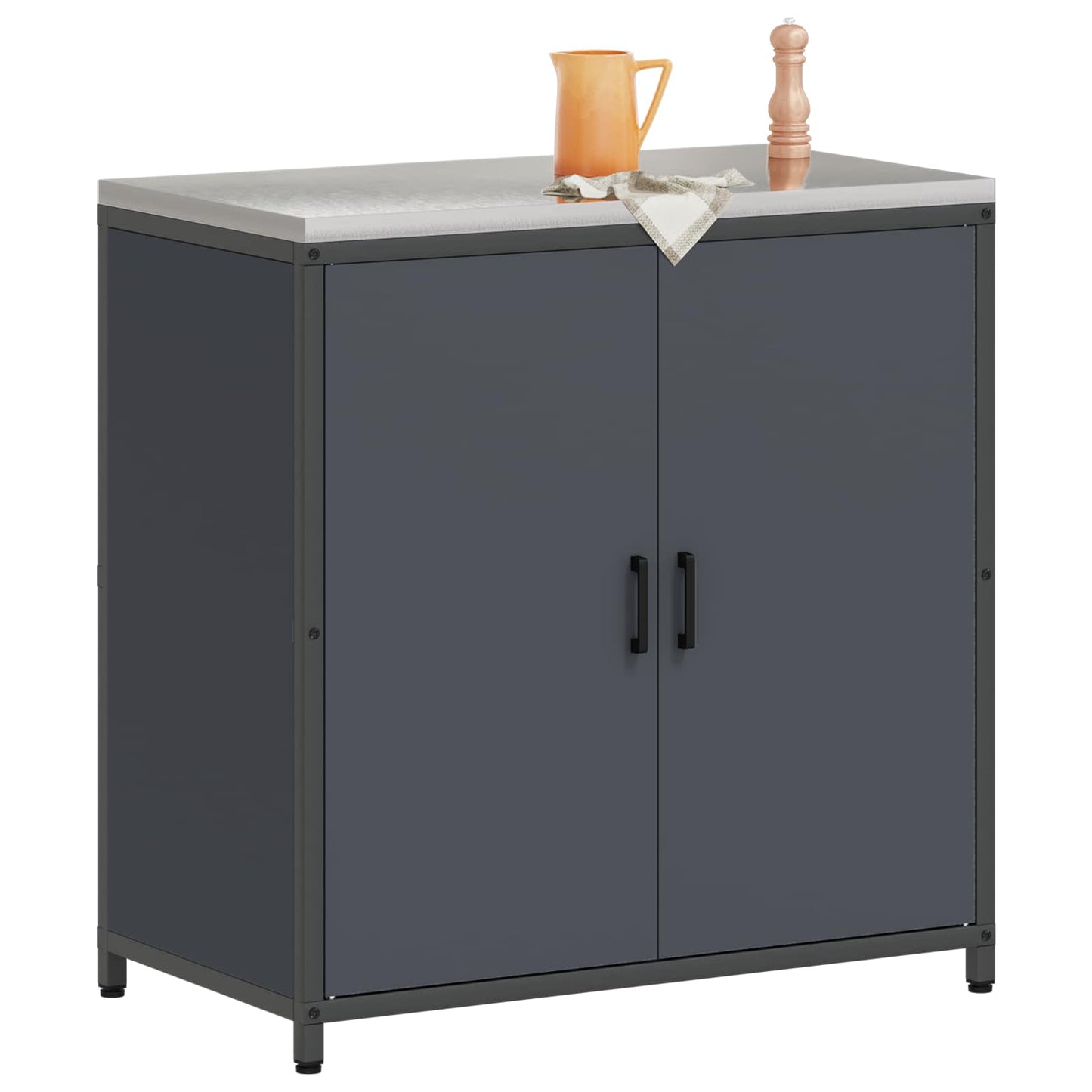vidaXL Küchenaufbewahrung mit Regal Anthrazit 60 x 50 x 92 cm Stahl