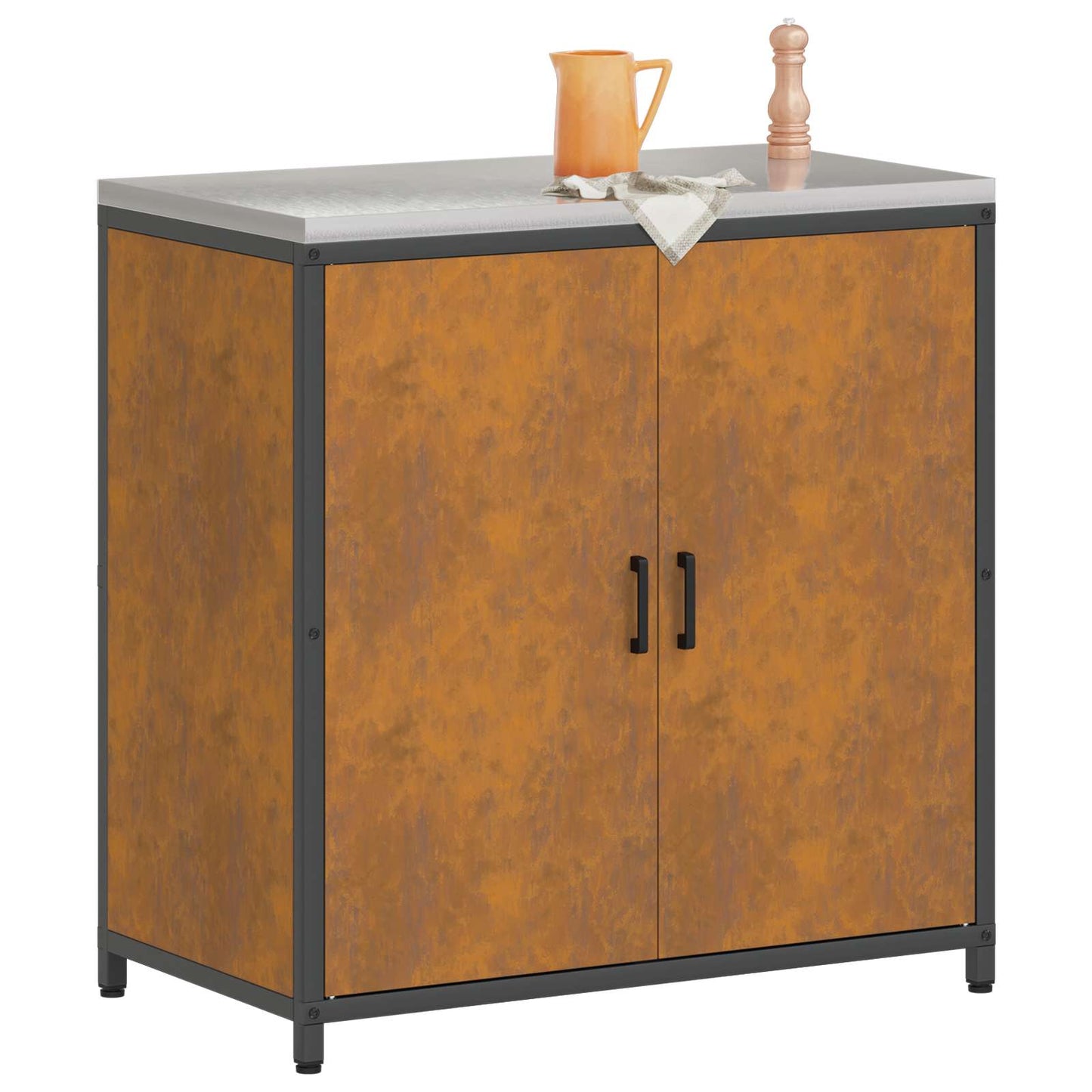vidaXL Küchenaufbewahrung mit Regal Rostig 60 x 50 x 92 cm Stahl