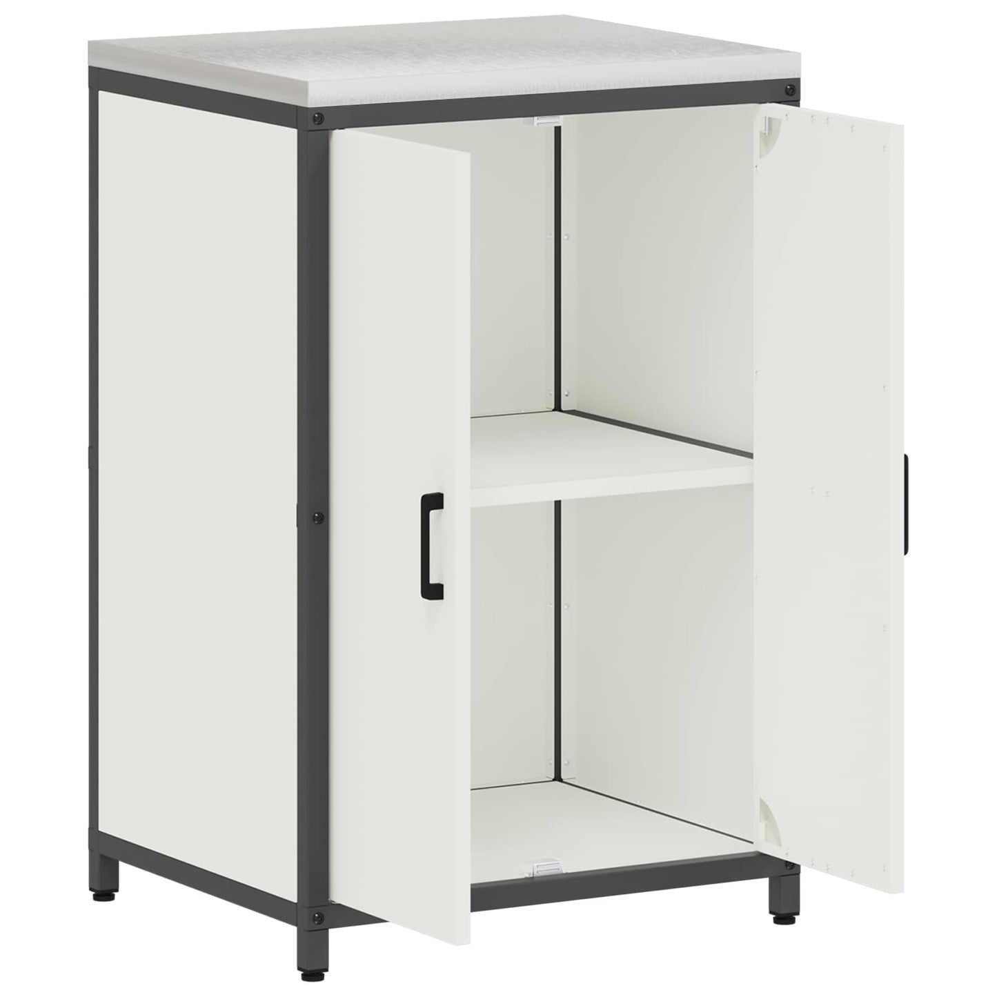 vidaXL Küchenaufbewahrung mit Regal mit Tür Weiß 60 x 50 x 92 cm Stahl