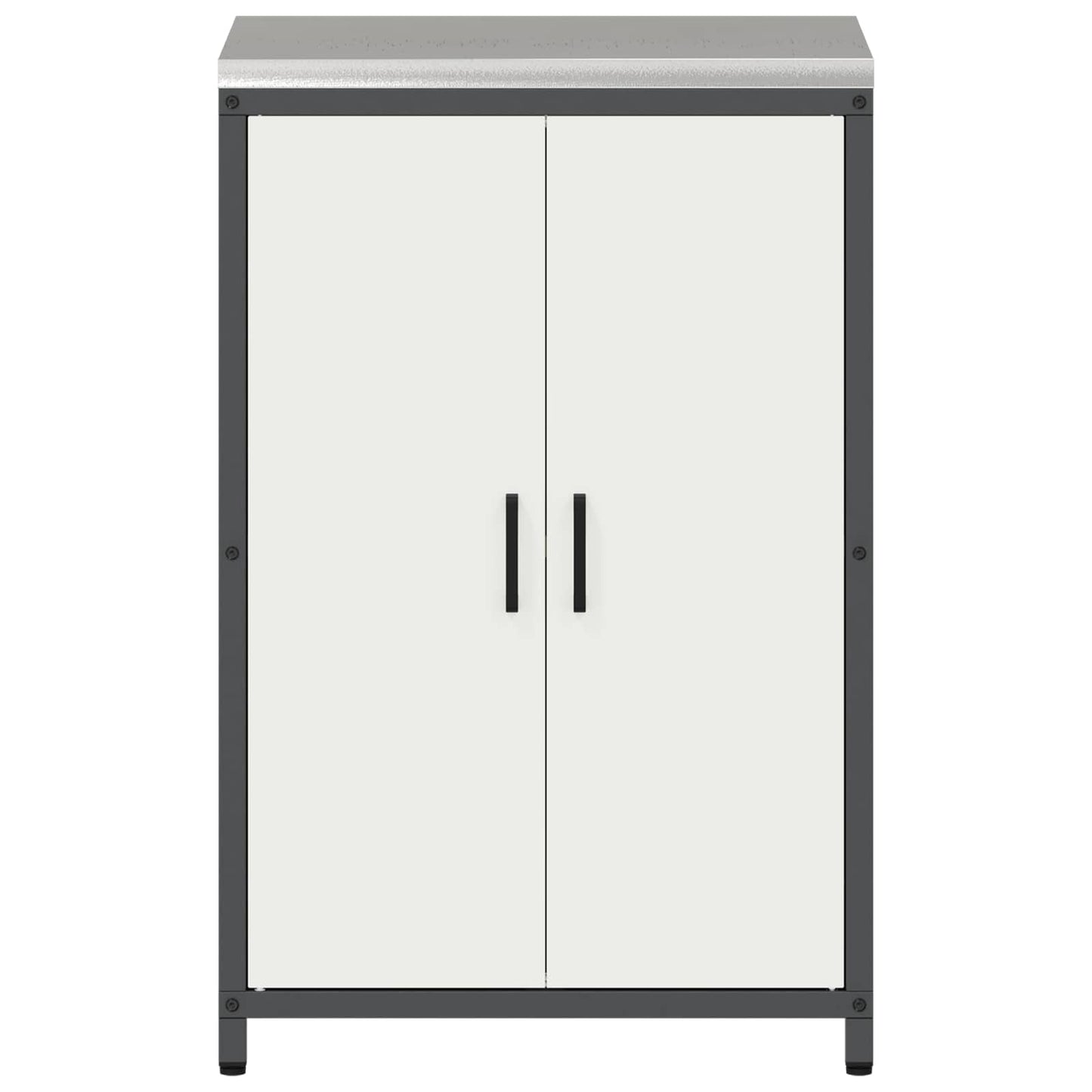 vidaXL Küchenaufbewahrung mit Regal mit Tür Weiß 60 x 50 x 92 cm Stahl