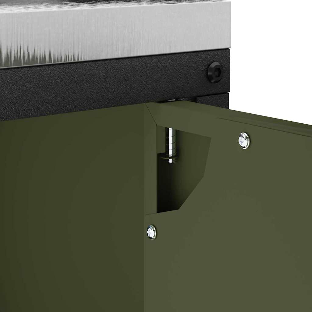 vidaXL Küchenaufbewahrung mit Regal Olive Grün 60 x 50 x 92 cm Stahl
