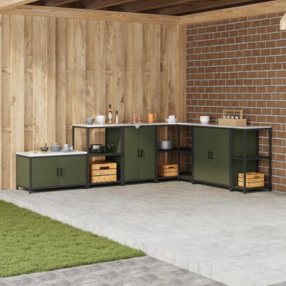 vidaXL Küchenaufbewahrung mit Regal Olive Grün 60 x 50 x 92 cm Stahl